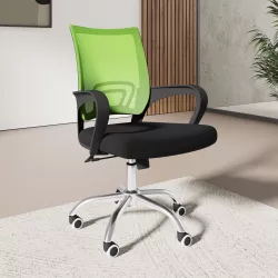 Sedia da ufficio girevole in tessuto mesh nero e schienale traspirante verde - Lizzy
