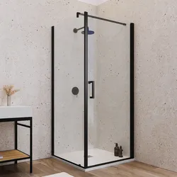 Box doccia 100X100 cm battente con vetro anticalcare trasparente e profilo nero opaco 200h - Artego