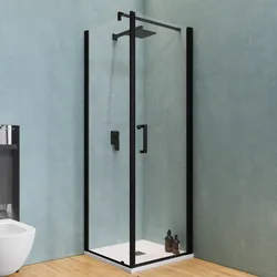 Box doccia 80X70 cm battente con vetro anticalcare trasparente e profilo nero opaco 200h - Artego