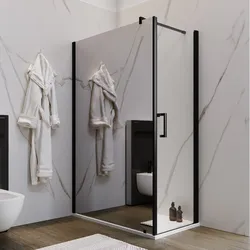 Box doccia 120X80 cm lato fisso specchiato con battente e profilo nero 200h - Artego Duo