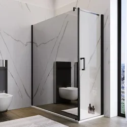 Box doccia 170X80 cm lato fisso specchiato con battente e profilo nero 200h - Artego Duo