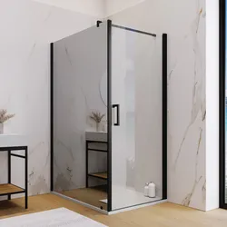 Box doccia 120X90 cm lato fisso specchiato con battente e profilo nero 200h - Artego Duo