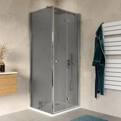 Box doccia 65x80 cm a soffietto vetro anticalcare fumé e profilo cromo 195h - Flexy