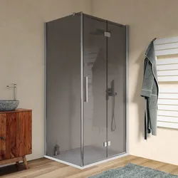 Box doccia 85x105 cm a soffietto vetro anticalcare fumé e profilo cromo 195h - Flexy