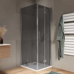Box doccia 85x70 cm a soffietto vetro anticalcare fumé e profilo cromo 195h - Flexy
