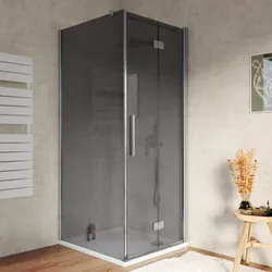Box doccia 90x85 cm a soffietto vetro anticalcare fumé e profilo cromo 195h - Flexy