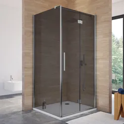 Box doccia 95x100 cm a soffietto vetro anticalcare fumé e profilo cromo 195h - Flexy