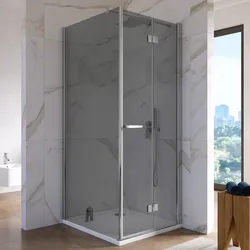 Box doccia 95x80 cm a soffietto vetro anticalcare fumé e profilo cromo 195h - Flexy