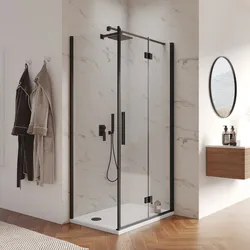 Box doccia 75x105 cm a soffietto vetro anticalcare trasparente e profilo nero opaco 195h - Flexy