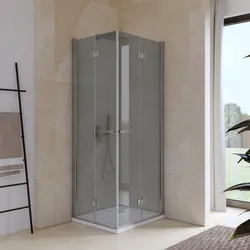Box doccia 75x80 cm doppio soffietto vetro anticalcare fumè e profilo cromo 195h - Flexy