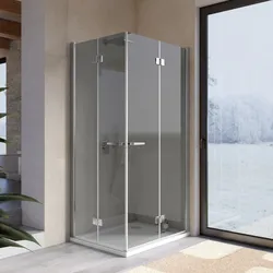 Box doccia 80x105 cm doppio soffietto vetro anticalcare fumè e profilo cromo 195h - Flexy