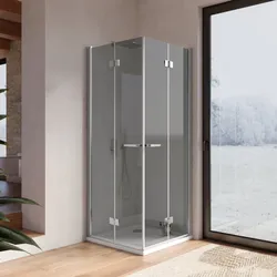 Box doccia 80x80 cm doppio soffietto vetro anticalcare fumè e profilo cromo 195h - Flexy