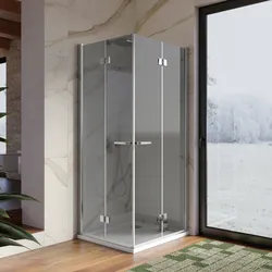 Box doccia 80x90 cm doppio soffietto vetro anticalcare fumè e profilo cromo 195h - Flexy