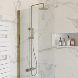 Colonna doccia termostatica in acciaio inox oro spazzolato anti-impronta - Nocta