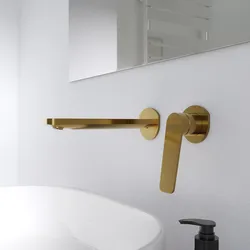 Miscelatore per lavabo a muro in ottone oro spazzolato PVD anti-impronta - Nocta