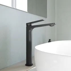 Miscelatore lavabo alto in ottone nero spazzolato PVD anti-impronta - Nocta