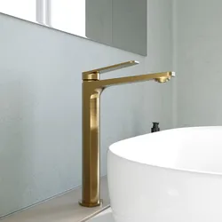 Miscelatore per lavabo alto in ottone oro spazzolato PVD anti-impronta - Nocta