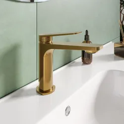 Miscelatore per lavabo in ottone oro spazzolato PVD anti-impronta - Nocta
