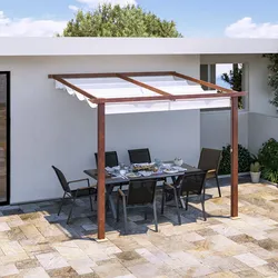Pergola 3x2,5 m in alluminio effetto corten e telo bianco - Norris