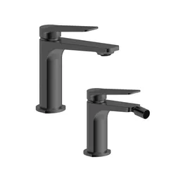 Set lavabo e bidet in ottone nero spazzolato - Nocta