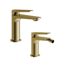 Set lavabo e bidet in ottone oro spazzolato - Nocta