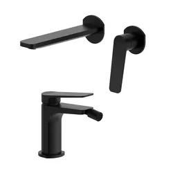 Set lavabo a muro e bidet in ottone nero opaco - Nocta