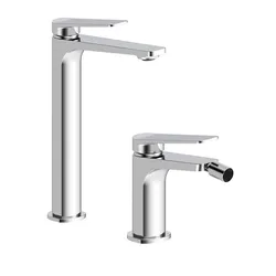 Set lavabo alto e bidet in ottone cromo - Nocta