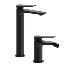 Set lavabo alto e bidet in ottone nero opaco - Nocta