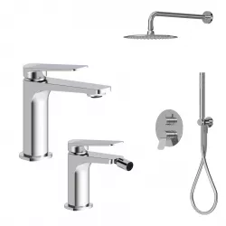 Set lavabo e bidet con incasso doccia in ottone cromo - Nocta