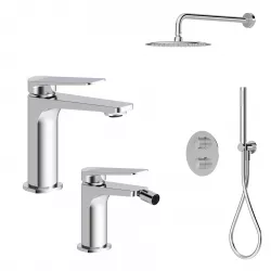 Set lavabo e bidet con incasso doccia termostatico in ottone cromo - Nocta