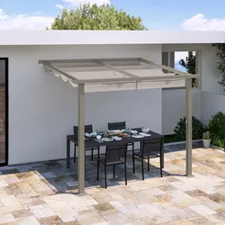 Pergola 3x2,5 in alluminio tortora con telo scorrevole - Norris