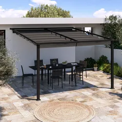 Pergola 3x4 m in alluminio antracite con telo scorrevole - Norris
