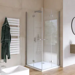 Box doccia 90x90 cm doppio soffietto in vetro anticalcare trasparente profilo cromo 195h - Flexy