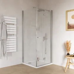 Box doccia 80x80 cm a soffietto vetro anticalcare trasparente profilo cromo 195h - Flexy