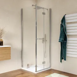 Box doccia 70x70 cm a soffietto vetro anticalcare opaco profilo cromo 195h - Flexy