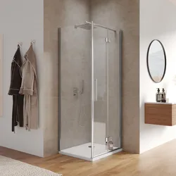 Box doccia 85x75 cm a soffietto in vetro anticalcare trasparente profilo cromo 195h - Flexy