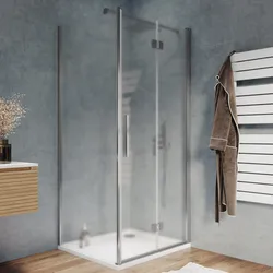 Box doccia 95x85 cm a soffietto in vetro anticalcare opaco profilo cromo 195h - Flexy