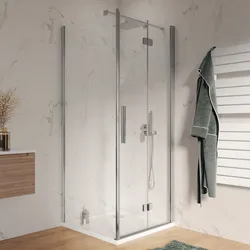 Box doccia 85x85 cm a soffietto in vetro anticalcare trasparente profilo cromo 195h - Flexy