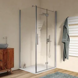 Box doccia 85x105 cm a soffietto vetro anticalcare trasparente profilo cromo 195h - Flexy