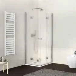 Box doccia 105x105 cm doppio soffietto vetro anticalcare opaco profilo cromo 195h - Flexy
