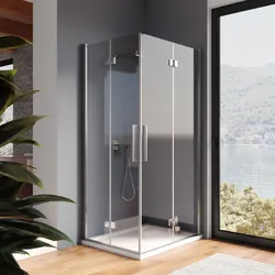 Box doccia 85x105 cm doppio soffietto vetro anticalcare trasparente profilo cromo 195h - Flexy