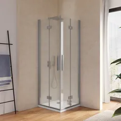 Box doccia 75x75 cm doppio soffietto vetro anticalcare opaco profilo cromo 195h - Flexy