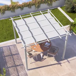 Gazebo 3x3 m in alluminio bianco con tetto scorrevole - Norris