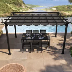 Gazebo 3x4 m in alluminio antracite con tetto scorrevole - Norris