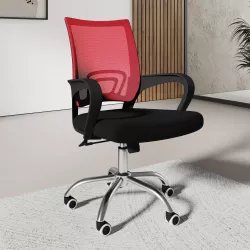 Sedia da ufficio girevole in tessuto mesh nero e schienale traspirante rosso - Lizzy