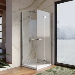 Box doccia 85x90 cm doppio soffietto in vetro anticalcare trasparente profilo cromo 195h - Flexy