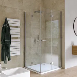 Box doccia 90x95 cm doppio soffietto in vetro anticalcare trasparente profilo cromo 195h - Flexy