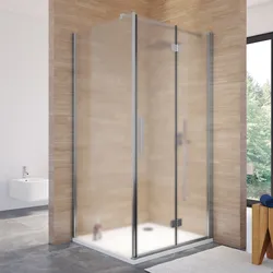 Box doccia 95x100 cm a soffietto vetro anticalcare opaco profilo cromo 195h - Flexy
