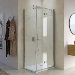 Box doccia 65x80 cm a soffietto vetro anticalcare trasparente profilo cromo 195h - Flexy
