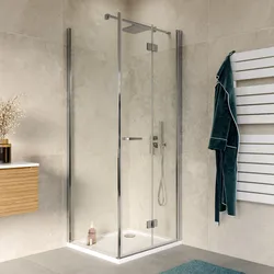 Box doccia 75x80 cm a soffietto vetro anticalcare trasparente profilo cromo 195h - Flexy